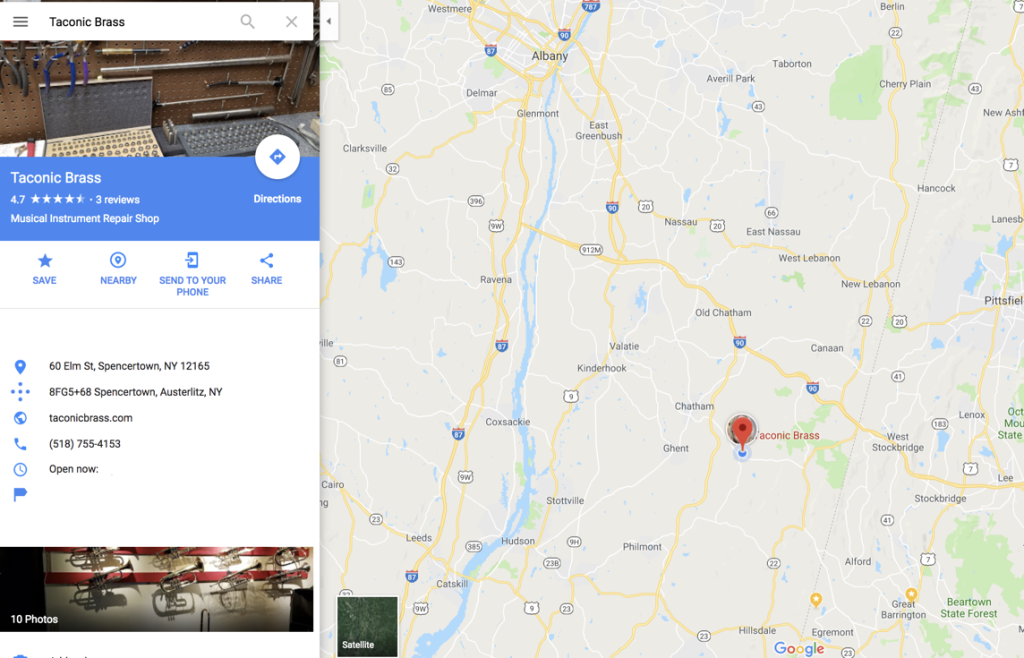 Map showing Taconic Brass location